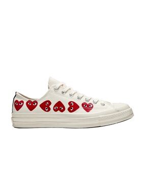 Converse PLAY Comme des Garsons White Canvas Sneakers with Red Hearts size 7
